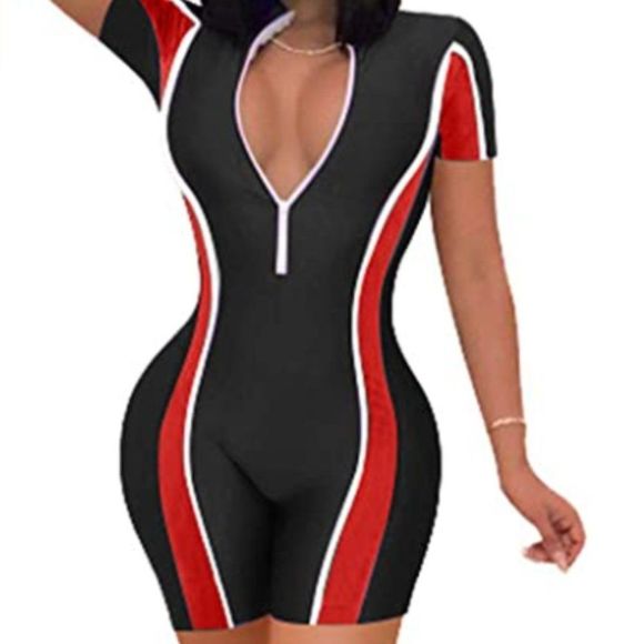 Womens Sexy Bodycon Stitching Rompers Jumpsuits - Picture 2 of 5